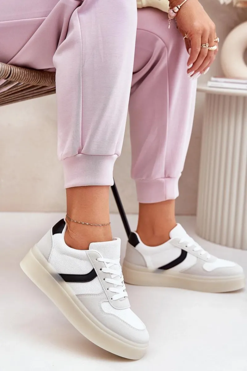 Discount Evento Niskie Sneakersy Damskie Na Platformie Białe Telmira Biały