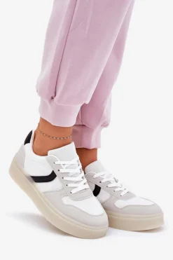 Discount Evento Niskie Sneakersy Damskie Na Platformie Białe Telmira Biały