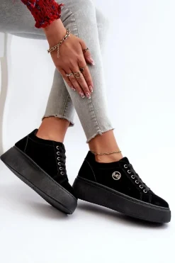 Buty Sportowe Na Platformie|Sneakersy Damskie>Boto Niskie Sneakersy Damskie Na Platformie Czarne Telirra