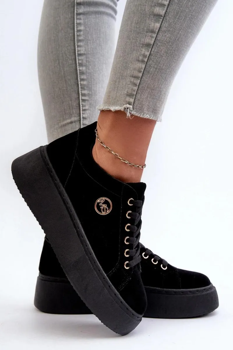 Buty Sportowe Na Platformie|Sneakersy Damskie>Boto Niskie Sneakersy Damskie Na Platformie Czarne Telirra