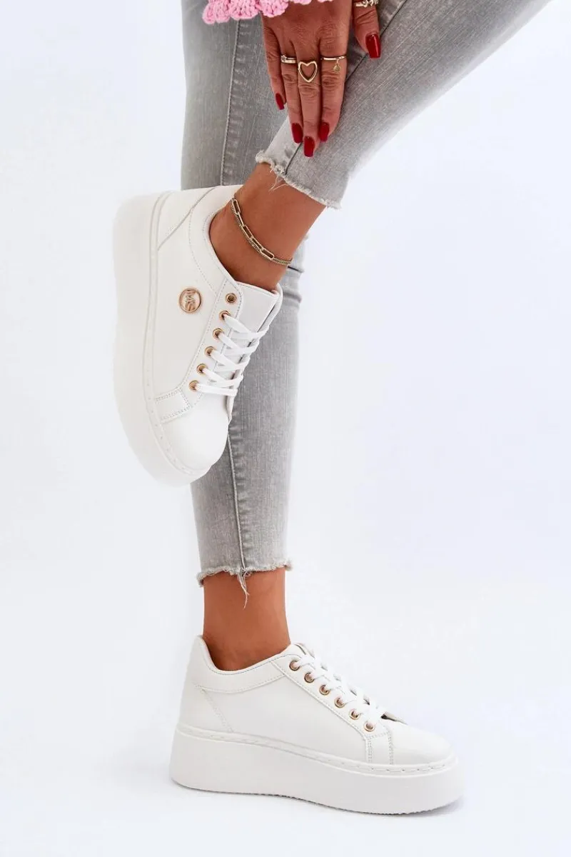 Buty Sportowe Na Platformie|Sneakersy Damskie>Boto Niskie Sneakersy Damskie Na Platformie Białe Telirra