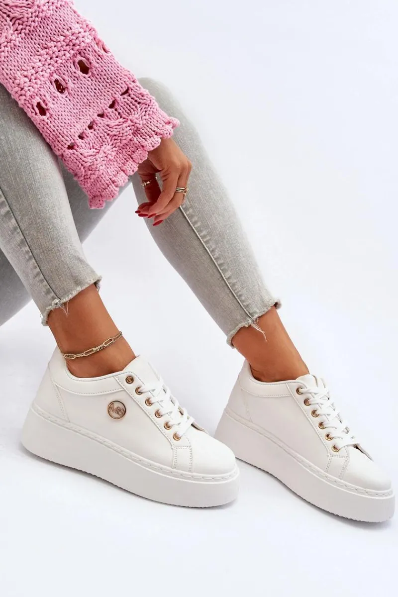 Buty Sportowe Na Platformie|Sneakersy Damskie>Boto Niskie Sneakersy Damskie Na Platformie Białe Telirra