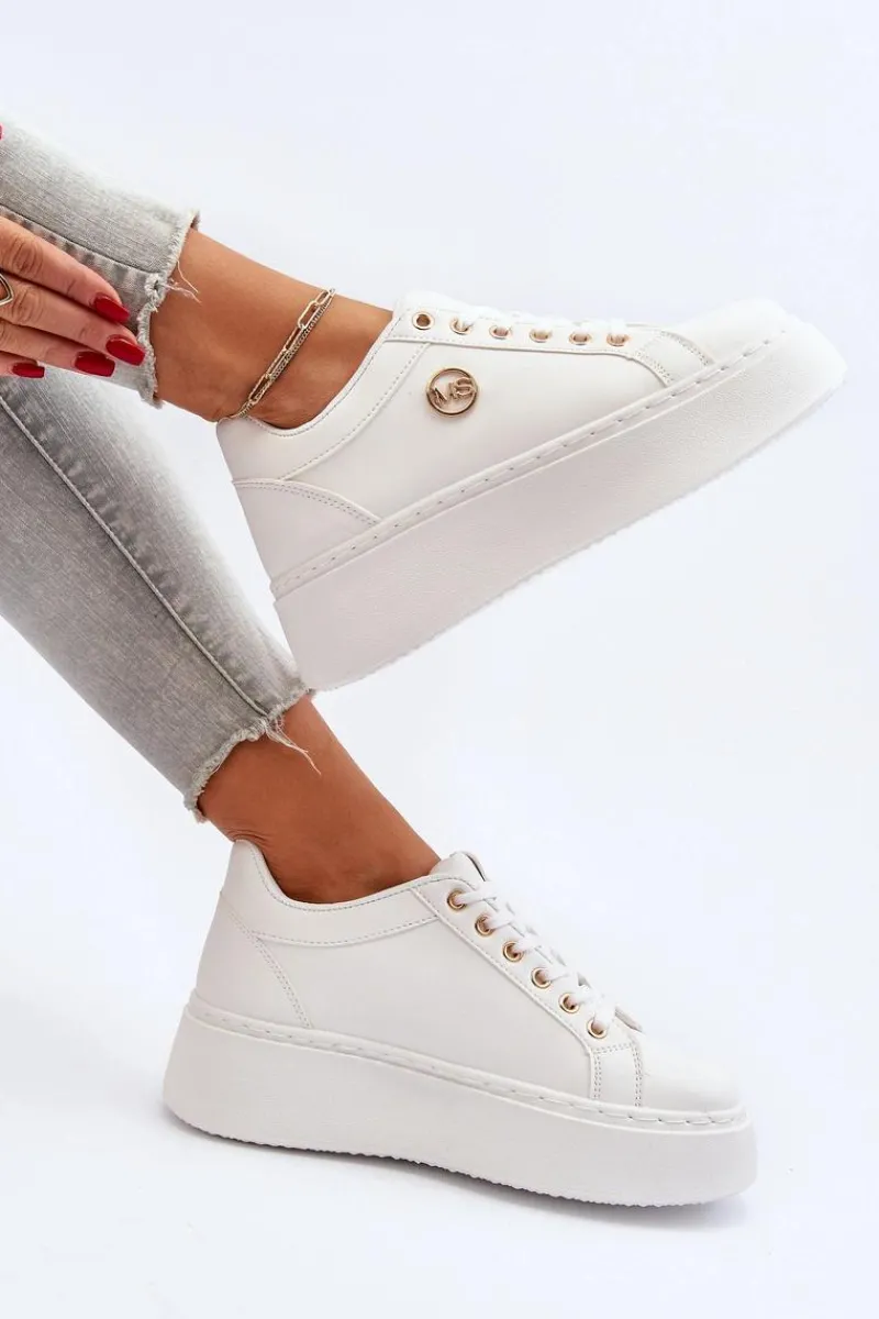 Buty Sportowe Na Platformie|Sneakersy Damskie>Boto Niskie Sneakersy Damskie Na Platformie Białe Telirra
