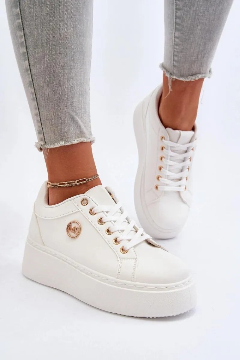 Buty Sportowe Na Platformie|Sneakersy Damskie>Boto Niskie Sneakersy Damskie Na Platformie Białe Telirra