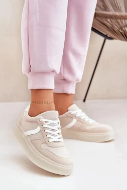 Discount Evento Niskie Sneakersy Damskie Na Platformie Beżowe Telmira Beżowy