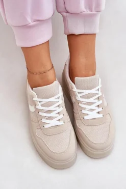 Discount Evento Niskie Sneakersy Damskie Na Platformie Beżowe Telmira Beżowy