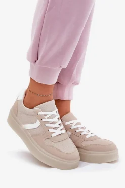 Discount Evento Niskie Sneakersy Damskie Na Platformie Beżowe Telmira Beżowy