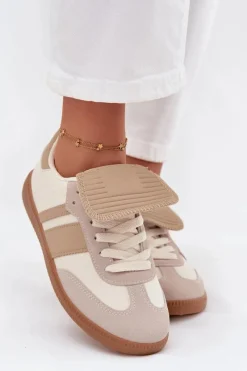 Discount Niskie Sneakersy Damskie Z Wywiniętym Językiem Beżowe Ardira Damskie Sneakersy Damskie