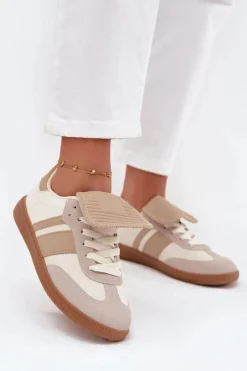 Discount Niskie Sneakersy Damskie Z Wywiniętym Językiem Beżowe Ardira Damskie Sneakersy Damskie