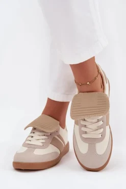 Discount Niskie Sneakersy Damskie Z Wywiniętym Językiem Beżowe Ardira Damskie Sneakersy Damskie
