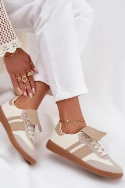 Discount Niskie Sneakersy Damskie Z Wywiniętym Językiem Beżowe Ardira Damskie Sneakersy Damskie