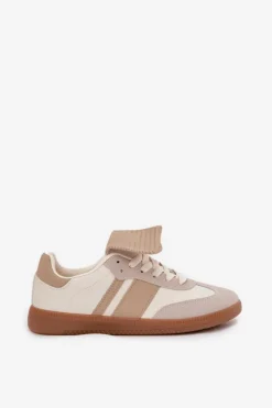 Discount Niskie Sneakersy Damskie Z Wywiniętym Językiem Beżowe Ardira Damskie Sneakersy Damskie