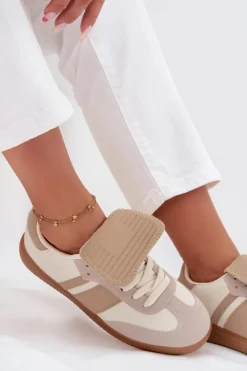 Discount Niskie Sneakersy Damskie Z Wywiniętym Językiem Beżowe Ardira Damskie Sneakersy Damskie