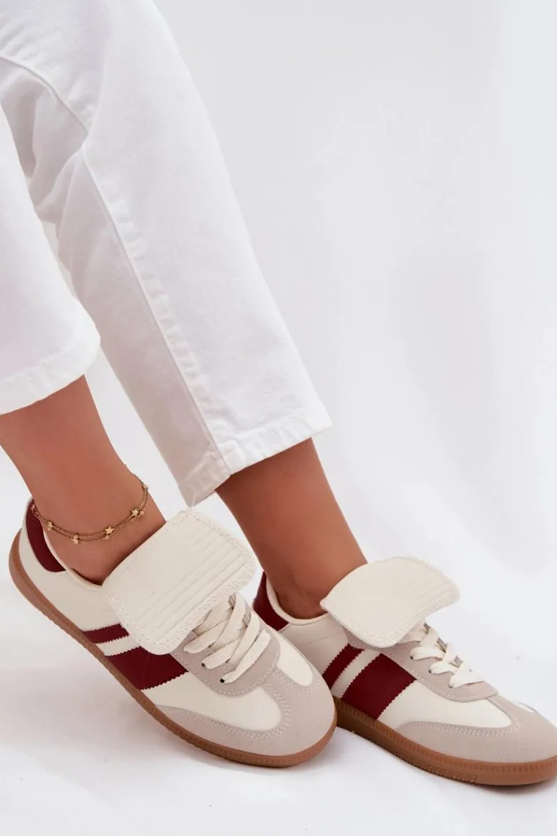 Sneakersy Damskie>Boto Niskie Sneakersy Damskie Z Wywiniętym Językiem Bordowe Ardira Czerwony