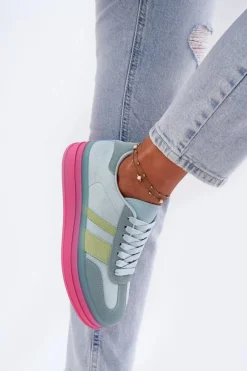 Sale Niskie Sneakersy Na Platformie Niebieskie Ovivene Damskie Buty Sportowe Na Platformie|Sneakersy Damskie
