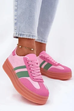 Buty Sportowe Na Platformie|Sneakersy Damskie>Boto Niskie Sneakersy Na Platformie Różowe Ovivene Różowy