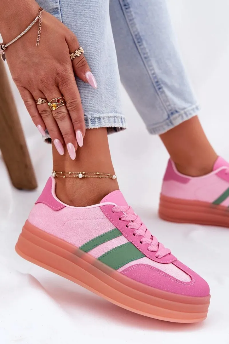 Buty Sportowe Na Platformie|Sneakersy Damskie>Boto Niskie Sneakersy Na Platformie Różowe Ovivene Różowy