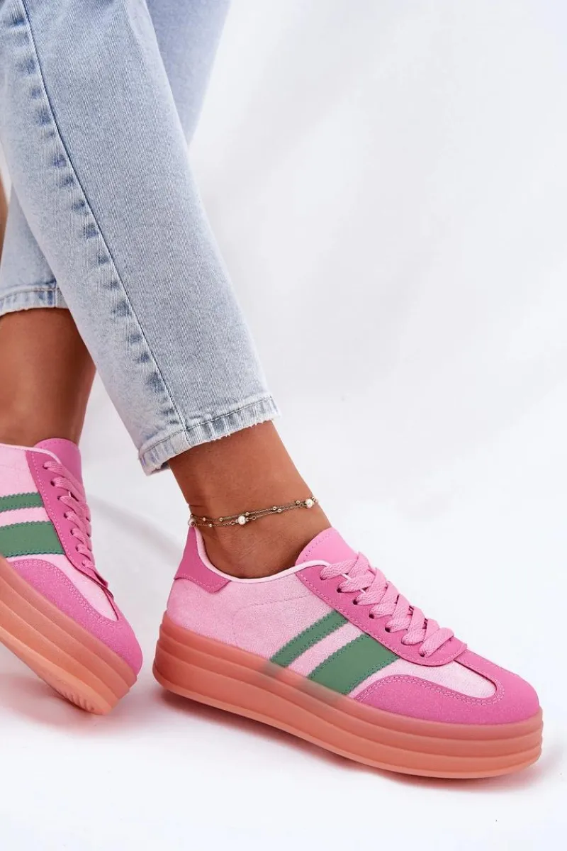 Buty Sportowe Na Platformie|Sneakersy Damskie>Boto Niskie Sneakersy Na Platformie Różowe Ovivene Różowy