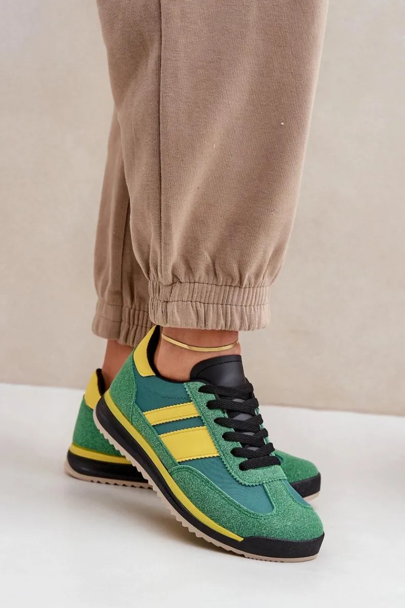 Clearance Niskie Sneakersy Trampki Damskie Zielone Sellira Damskie Trampki Damskie Niskie|Sneakersy Damskie