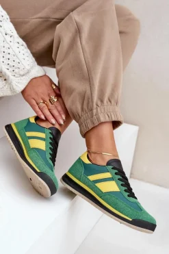 Clearance Niskie Sneakersy Trampki Damskie Zielone Sellira Damskie Trampki Damskie Niskie|Sneakersy Damskie