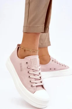 Best Big Star Shoes Niskie Sznurowane Tenisówki Big Star LL274970 Nude Różowy
