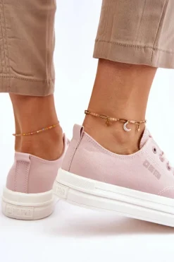 Best Big Star Shoes Niskie Sznurowane Tenisówki Big Star LL274970 Nude Różowy