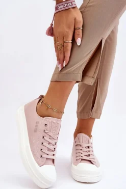 Best Big Star Shoes Niskie Sznurowane Tenisówki Big Star LL274970 Nude Różowy