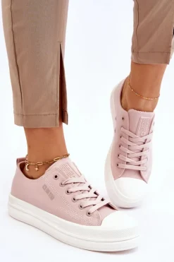 Best Big Star Shoes Niskie Sznurowane Tenisówki Big Star LL274970 Nude Różowy
