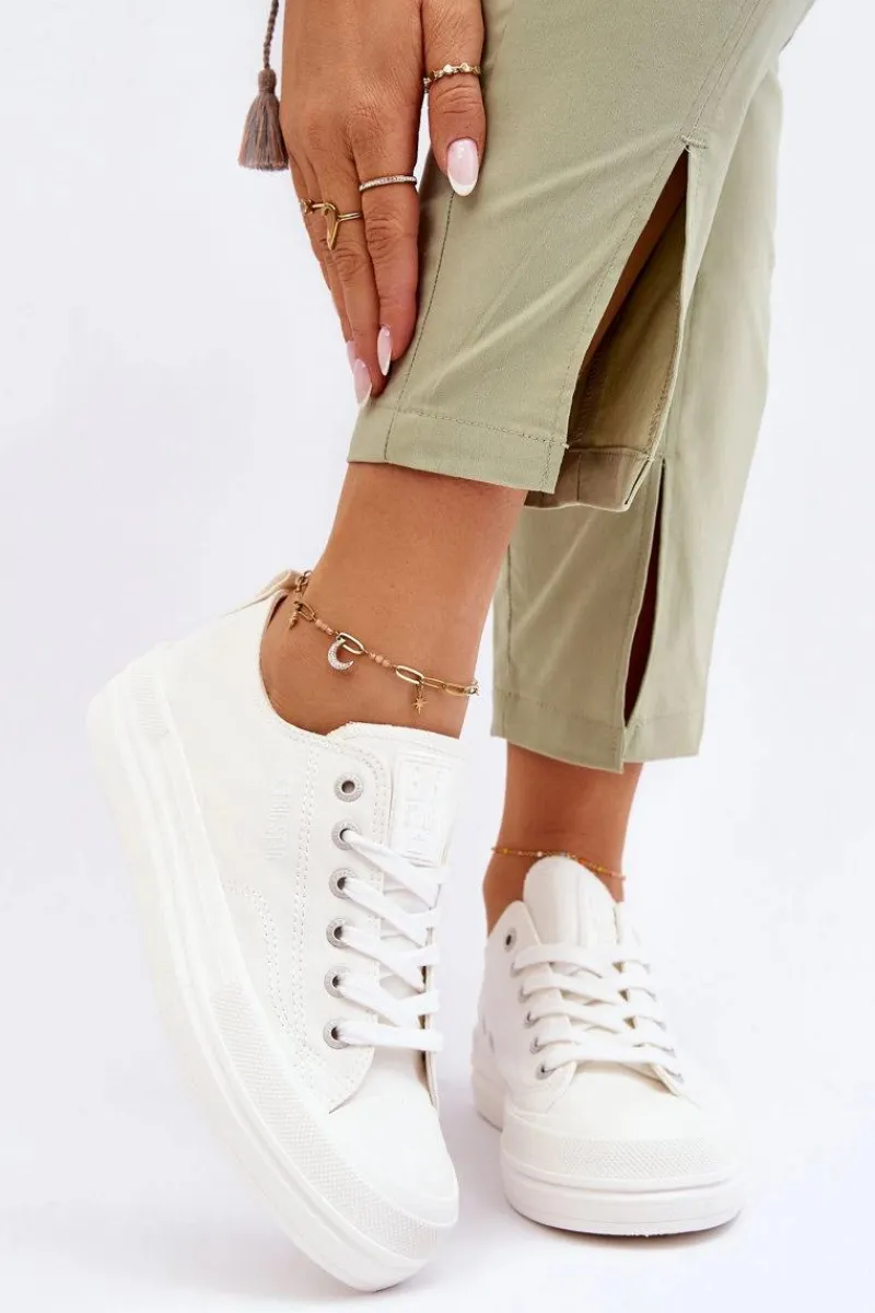 Clearance Big Star Shoes Niskie Sznurowane Tenisówki Big Star LL274968 Białe Biały