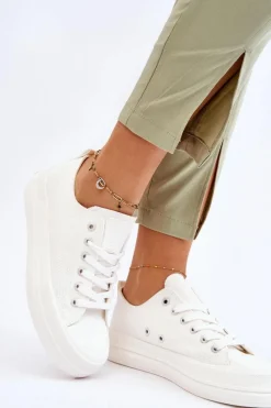 Clearance Big Star Shoes Niskie Sznurowane Tenisówki Big Star LL274968 Białe Biały