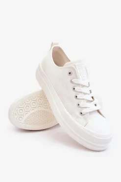 Clearance Big Star Shoes Niskie Sznurowane Tenisówki Big Star LL274968 Białe Biały