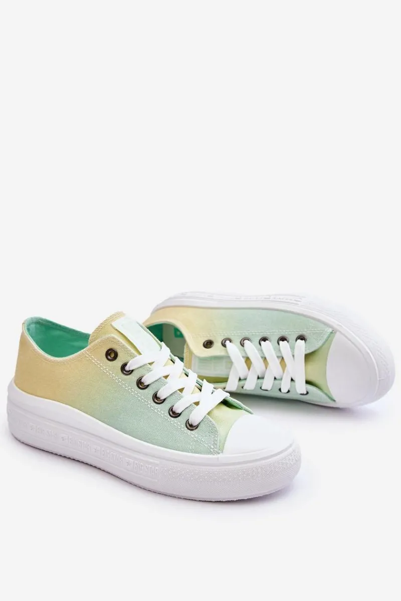 Discount Big Star Shoes Niskie Tenisówki Na Platformie Big Star LL274A186 Żółto-Zielone