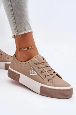 Trampki Damskie Niskie></noscript>Boto Niskie Trampki Damskie Beżowe Enalae