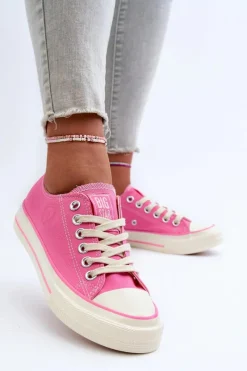 Outlet Big Star Shoes Niskie Trampki Damskie Big Star NN274271 Różowe Różowy