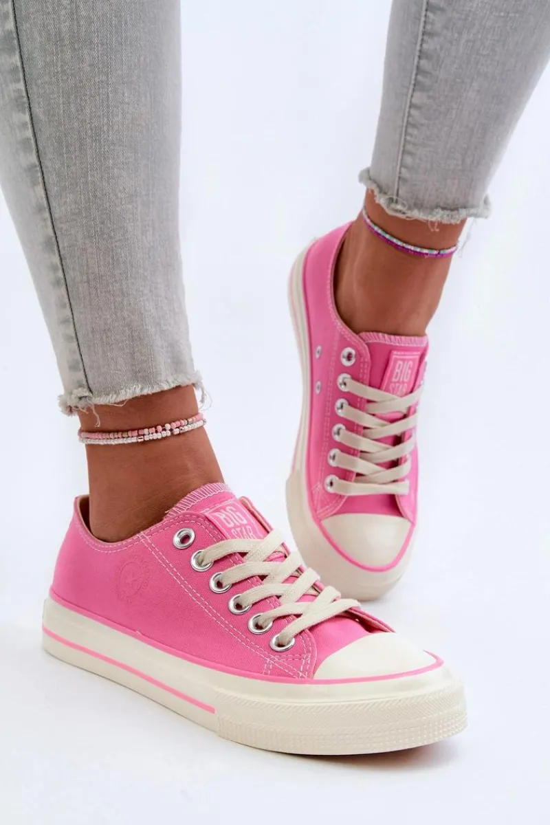 Outlet Big Star Shoes Niskie Trampki Damskie Big Star NN274271 Różowe Różowy