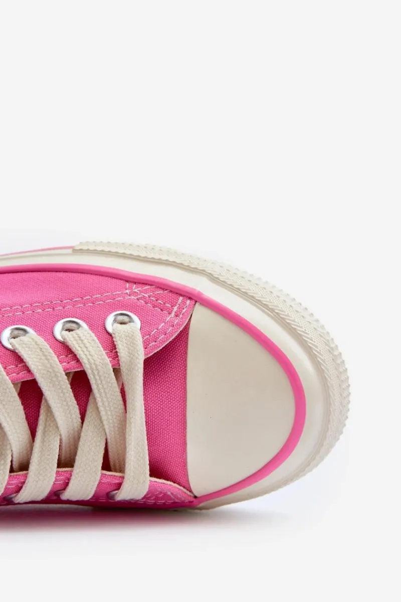 Outlet Big Star Shoes Niskie Trampki Damskie Big Star NN274271 Różowe Różowy