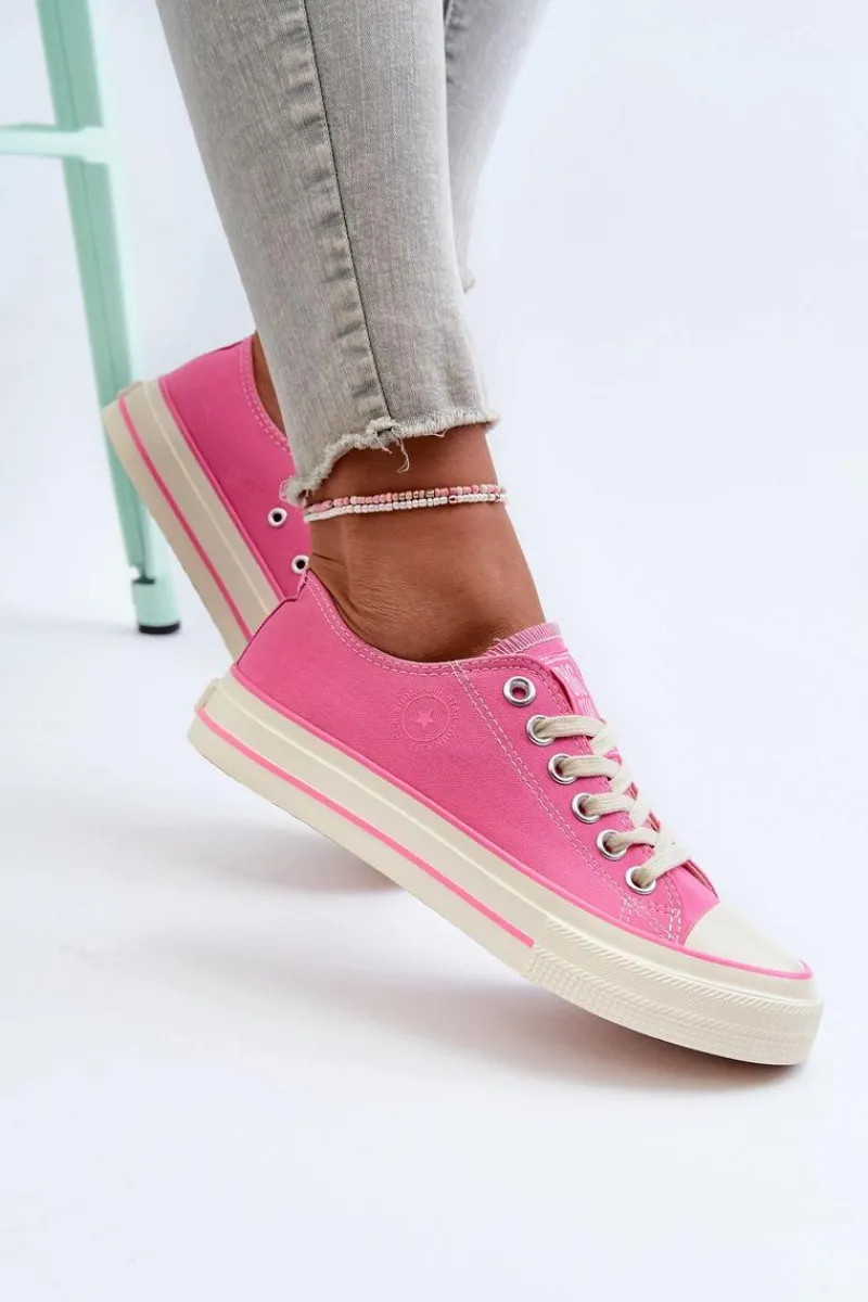 Outlet Big Star Shoes Niskie Trampki Damskie Big Star NN274271 Różowe Różowy