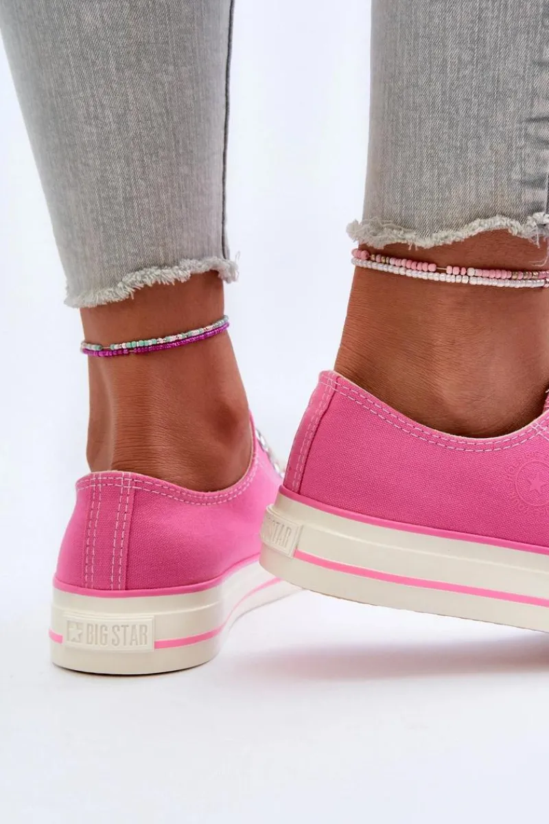 Outlet Big Star Shoes Niskie Trampki Damskie Big Star NN274271 Różowe Różowy