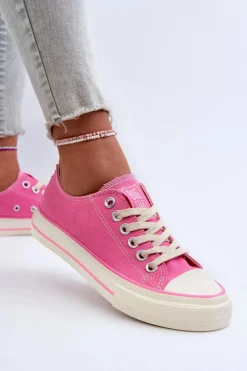 Outlet Big Star Shoes Niskie Trampki Damskie Big Star NN274271 Różowe Różowy