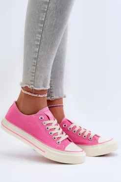 Outlet Big Star Shoes Niskie Trampki Damskie Big Star NN274271 Różowe Różowy