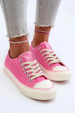 Outlet Big Star Shoes Niskie Trampki Damskie Big Star NN274271 Różowe Różowy