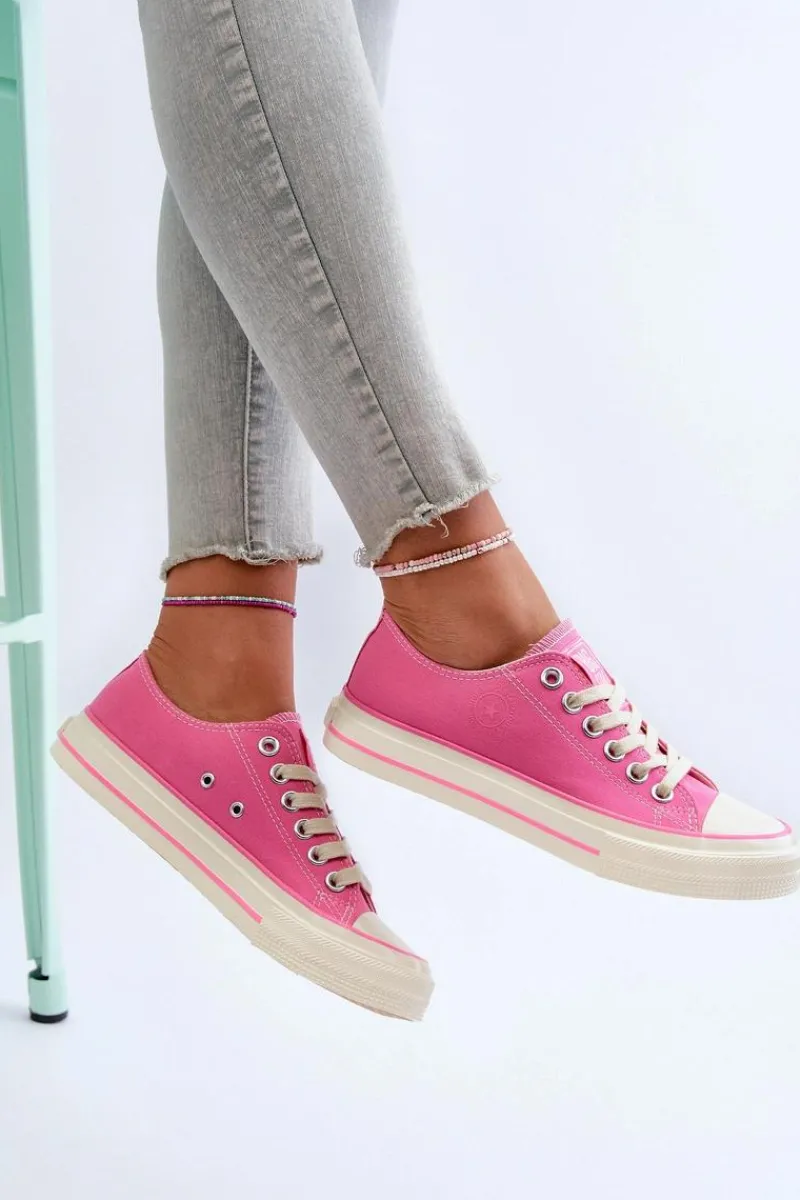 Outlet Big Star Shoes Niskie Trampki Damskie Big Star NN274271 Różowe Różowy