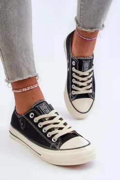 Outlet Big Star Shoes Niskie Trampki Damskie Big Star NN274269 Czarne Czarny