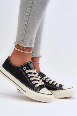 Outlet Big Star Shoes Niskie Trampki Damskie Big Star NN274269 Czarne Czarny