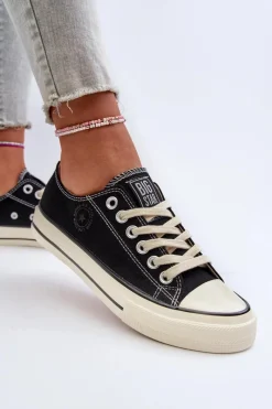 Outlet Big Star Shoes Niskie Trampki Damskie Big Star NN274269 Czarne Czarny