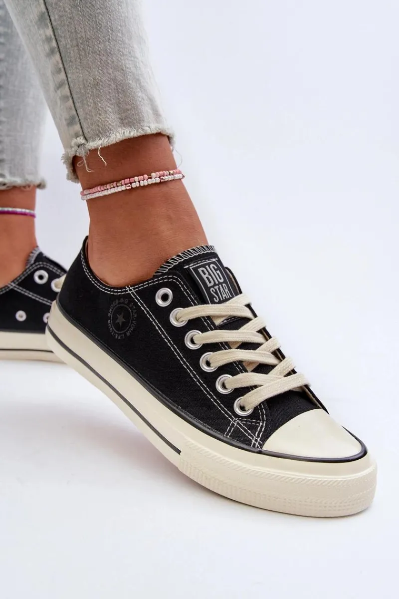 Outlet Big Star Shoes Niskie Trampki Damskie Big Star NN274269 Czarne Czarny