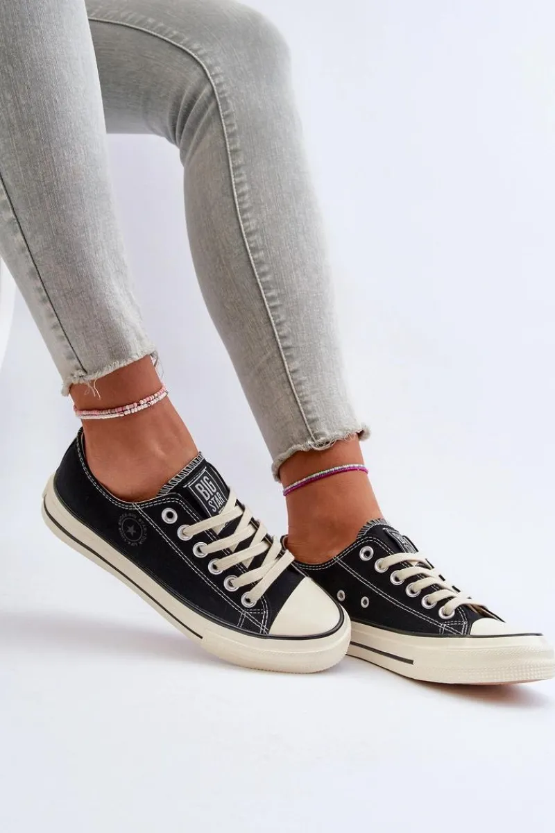 Outlet Big Star Shoes Niskie Trampki Damskie Big Star NN274269 Czarne Czarny