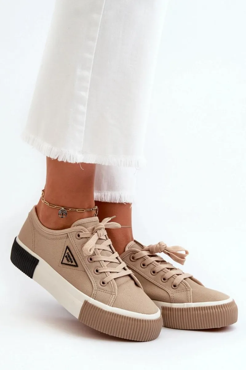 Clearance Niskie Trampki Damskie Brązowe Enalae Damskie Trampki Damskie Niskie