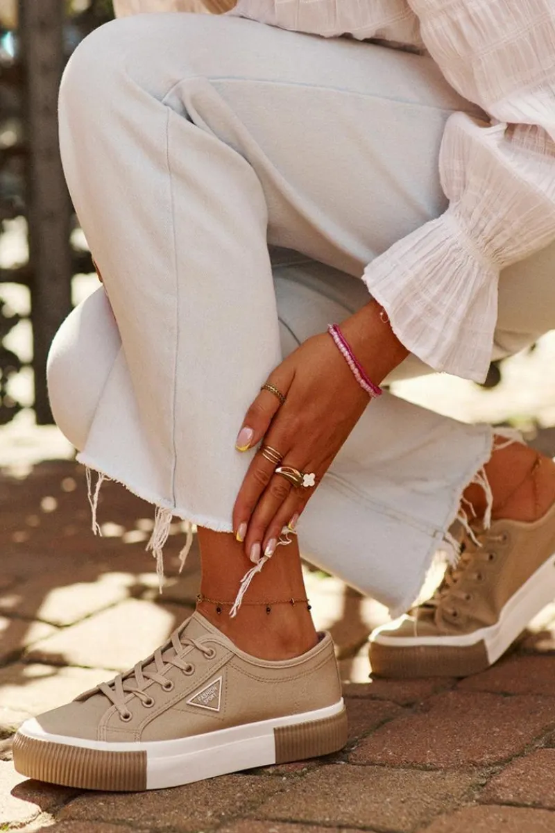 Clearance Niskie Trampki Damskie Brązowe Enalae Damskie Trampki Damskie Niskie