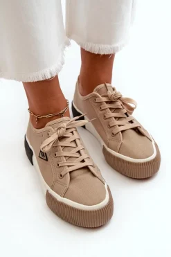 Clearance Niskie Trampki Damskie Brązowe Enalae Damskie Trampki Damskie Niskie